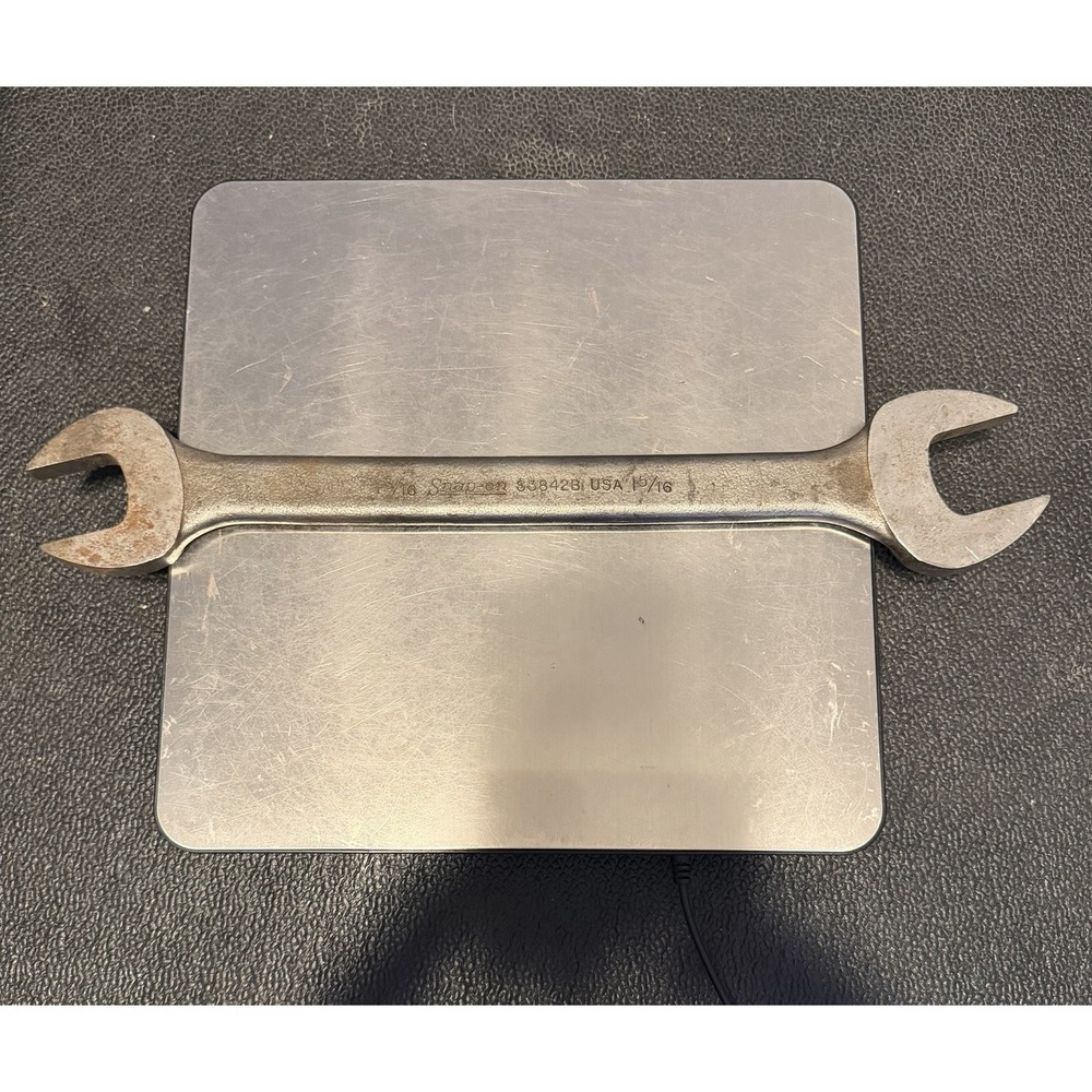 Vtg Snap-on Open End Wrench 1 3/16-1 5/16 Made In USA S3842B Industrial Finish